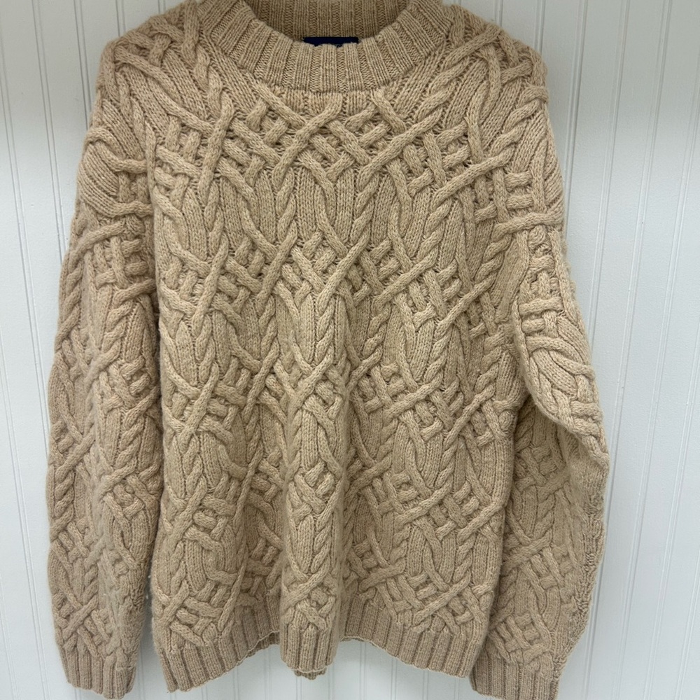J. Crew Cable Knit Sweater in Tan
